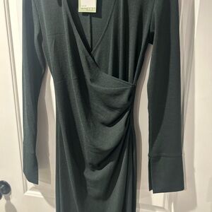 H&M Dark Green Long Sleeve Dress